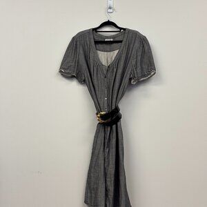 Converse One Star – Grey Button-Up Midi Dress | Size 2